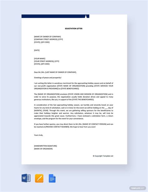 solicitation letter for financial support|24 Free Solicitation Letter Templates – (Format.